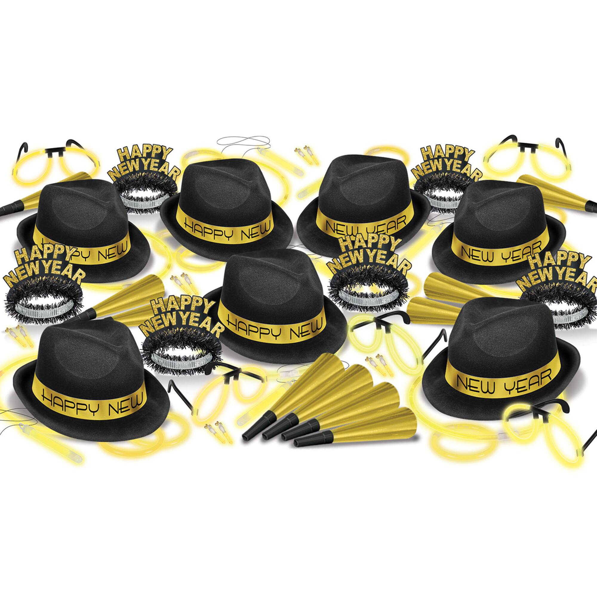 Beistle New Year Gold Glow Assortment Kit for 50